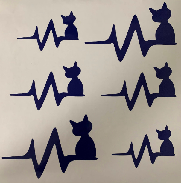 Katzen-Herzschlag Aufkleber, verschiedene Farben und Größen Foto 2