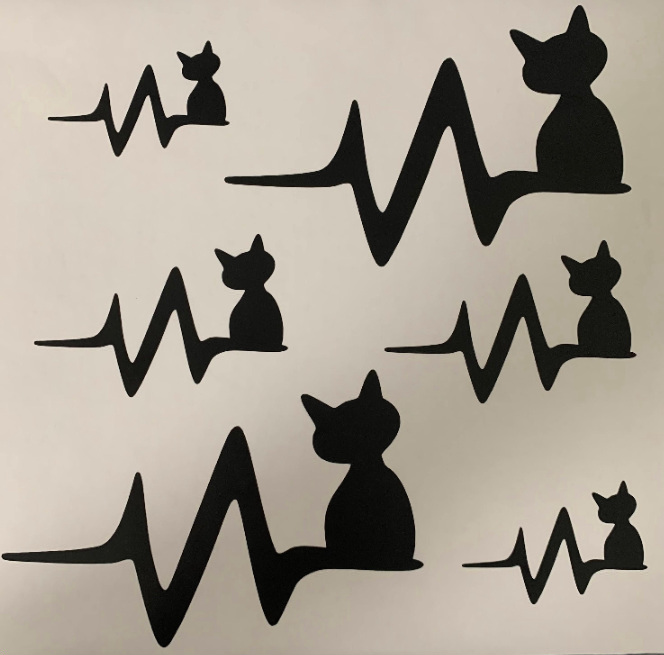 Katzen-Herzschlag Aufkleber, verschiedene Farben und Größen Foto 3